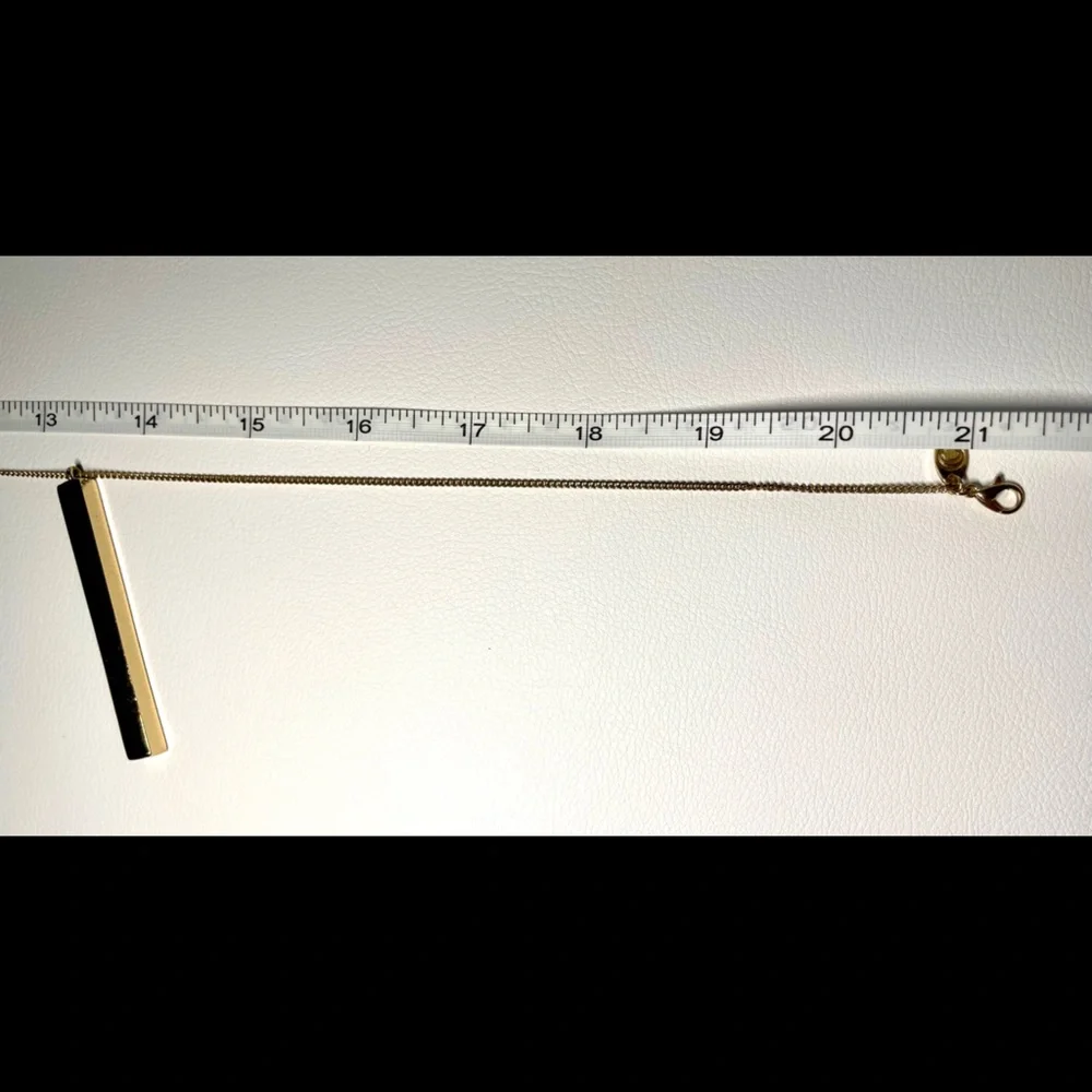 Gold Bar Pendant Necklace Dainty Minimalist Layering Chain Simple